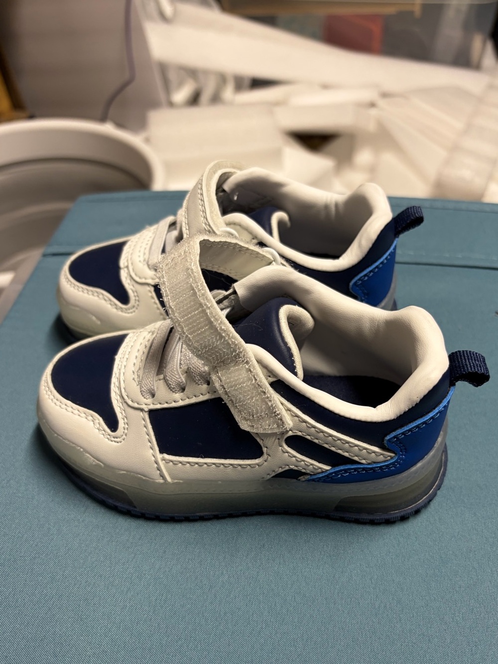 Toddler Navy and White Light-Up Sneakers